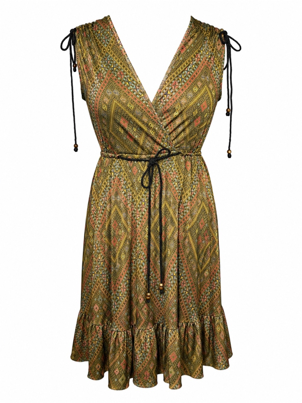 Betsey Johnson Black Label Y2K Boho Geometric Print Mini Dress 6